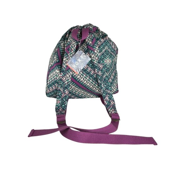 ROXY Backpack Multicolor Diamond Geometric Print Cinch Dual Strap Cotton Blend - Picture 6 of 14